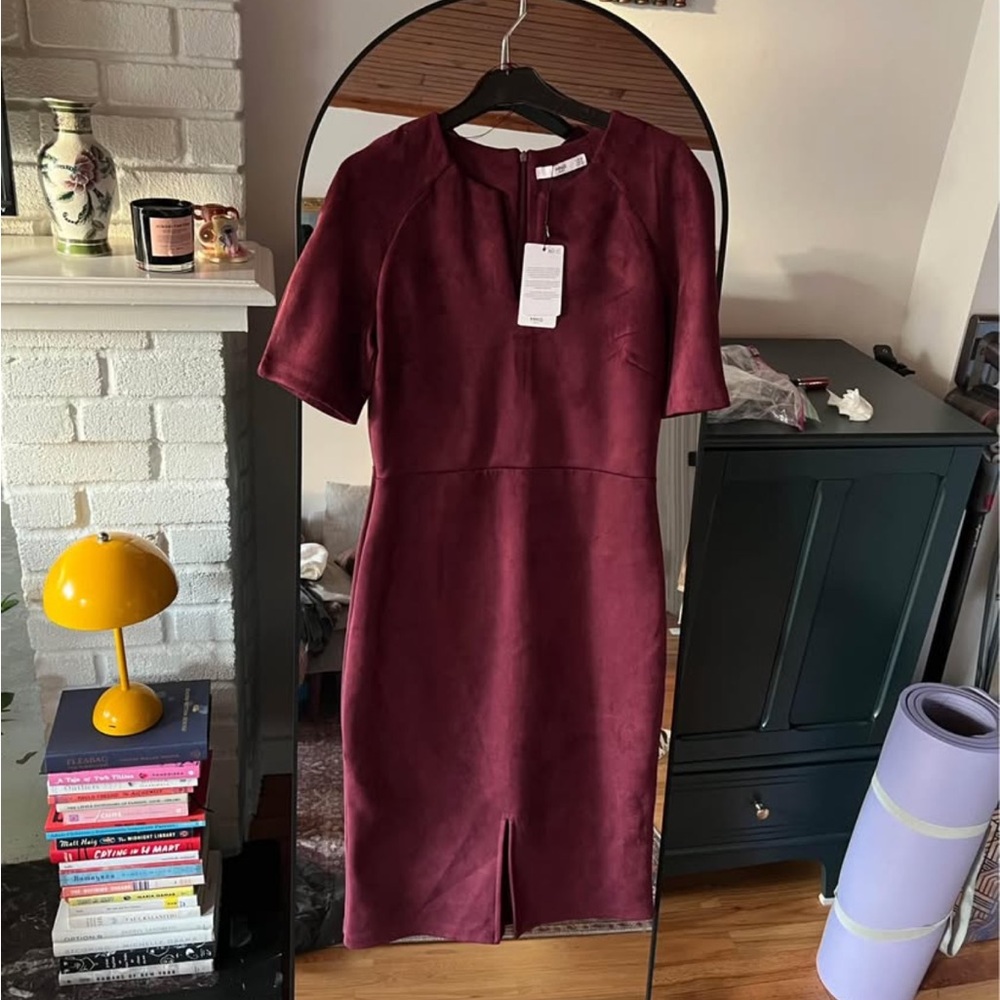 (NWT) Mango Suede Burgundy Dress